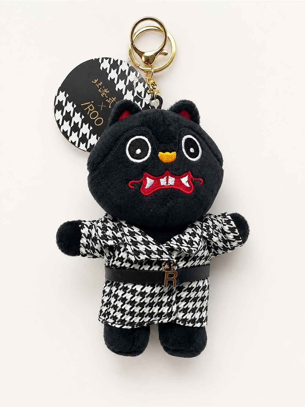 NWT iROO x Beigang Wude Palace Black Tiger Plush Keychain Bag Charm​